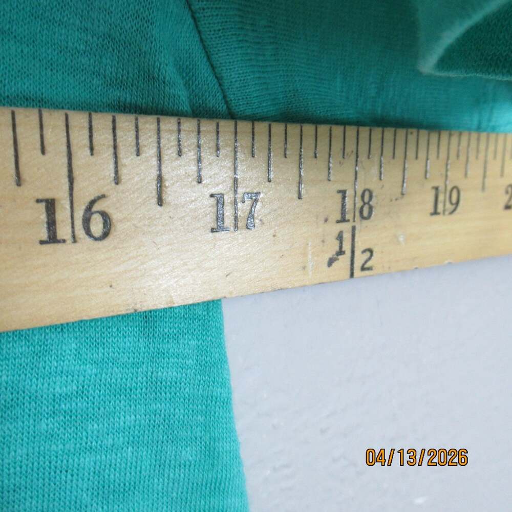Eileen Fisher Linen Top S Seafoam Green Asymmetrical Hem Vneck Short Sleeve - Picture 10 of 13